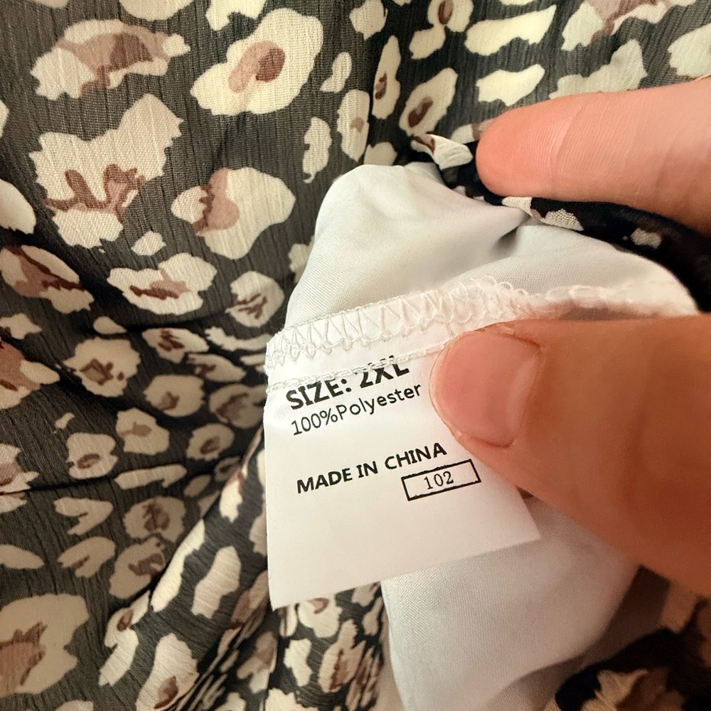 Women's Black and Cream Leopard Print Blouse - Picture 7 of 8